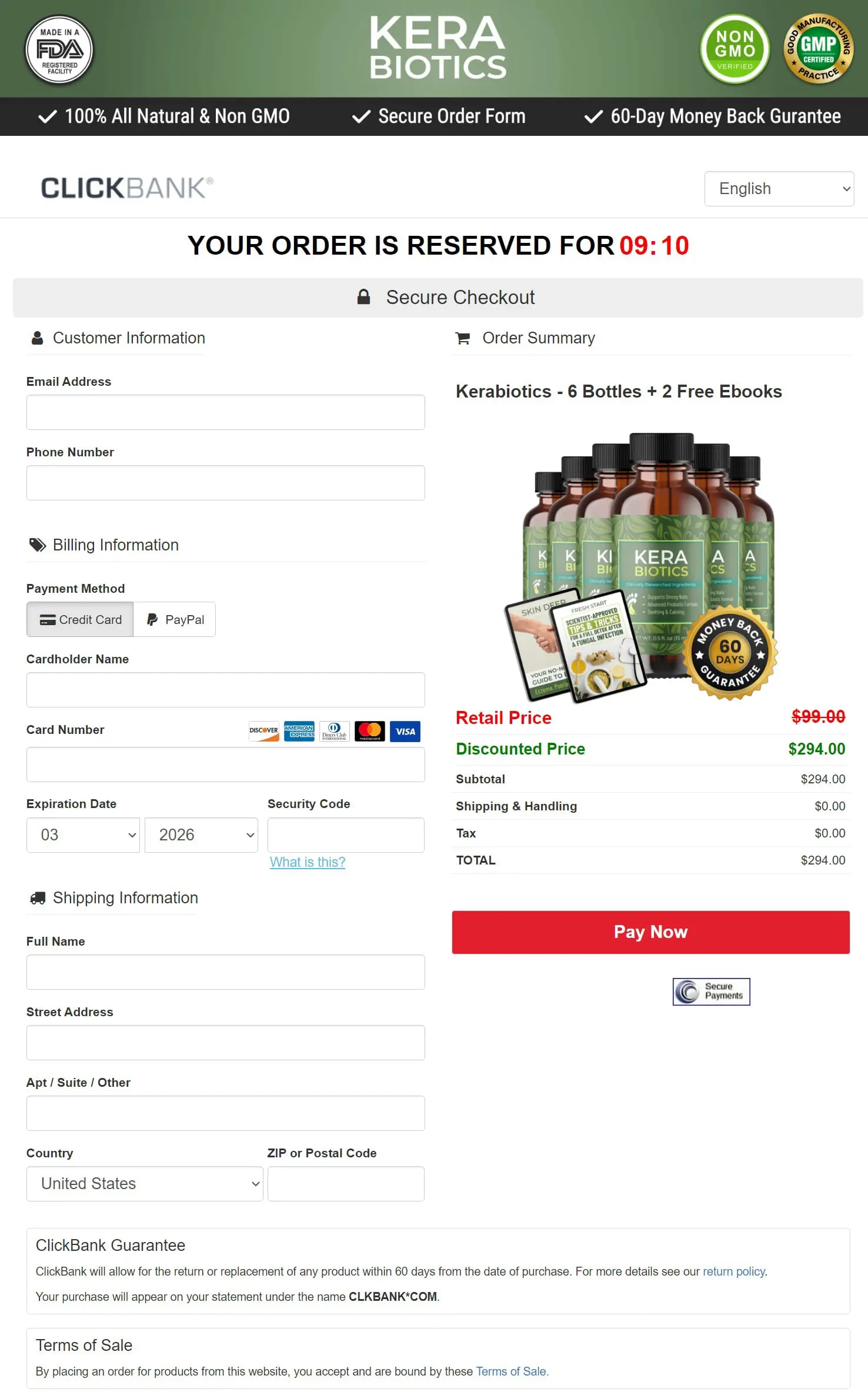 KeraBiotics - Order Page